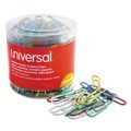 Paper Clips | Universal UNV95000 Plastic-Coated Jumbo Paper Clips with One-Compartment Dispenser Tub - Assorted Colors (250/Pack) image number 0