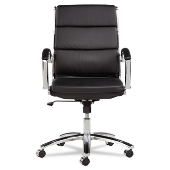 Alera ALENR4219 Neratoli Series Supports Up to 275 lbs. Mid-Back Slim Profile Faux Leather Chair - Black Seat/Back, Chrome Base