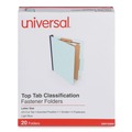 File Folders | Universal UNV10404 1.75 in. Expansion 1 Divider 4 Fasteners Letter Size Four-Section Pressboard Classification Folders - Light Blue (20/Box) image number 0