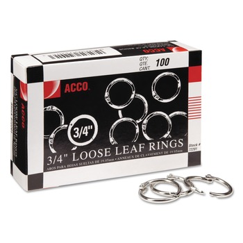 | ACCO A7072201A 0.75 in. Diameter Metal Book Rings (100/Box)