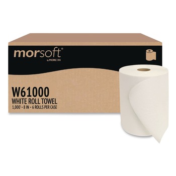 PRODUCTS | Morcon Paper W61000 Morsoft 8 in. x 1000 ft. 1-Ply Universal Roll Towels - White (6/Carton)