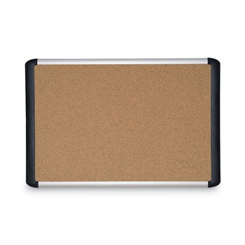 MasterVision 560375093354 48 in. x 36 in. Tech Cork Board - Tan Surface, Silver/Black Aluminum Frame