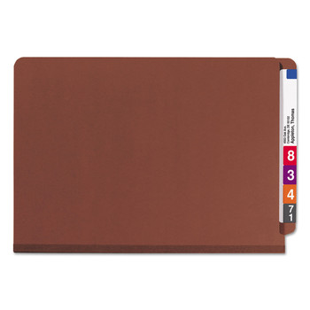 Smead 29860 2 in. Expansion 2 Divider Legal Size 6 SafeSHIELD Fasteners End Tab Pressboard Classification Folders - Red (10/Box)