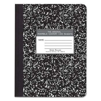 Roaring Spring 77230 9.75 x 7.5 Sheets (100) Wide/Legal Rule Composition Book - Black Marble Cover