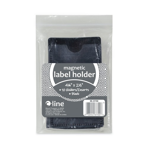Just Launched | C-Line 87700 4.25 in. x 2.5 in. Slap-Stick Side-Load Magnetic Label Holders - Black (10/Pack) image number 0