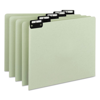 Smead 50576 1/5-Cut Tab A to Z 8.5 in. x 11 in. Alphabetic Top Tab Indexed File Guide Set - Green (25/Set)