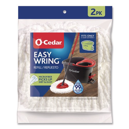 Mops | O-Cedar 172385CT EZWring Patented Microfiber Spin Mop Refill Custom Size for EZ Wring Mop Systems - White (4 Packs/Carton) image number 0
