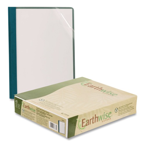 Report Covers & Pocket Folders | Oxford 57872EE Earthwise Recycled Clear Front Letter Size Report Covers - Blue (25/Box) image number 0