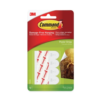 Command 17024ES 0.63 in. x 1.75 in. Removable Poster Strips Holds Up to 1 lbs. - White (12/Pack)