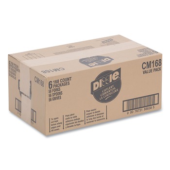 Dixie CM168 Tray with Plastic Forks/Knives/Spoons Combo Pack - White (168/Box)