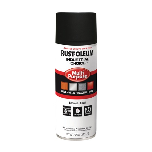 Painting | Rust-Oleum 1676830V 12 oz. Aerosol Can Industrial Choice 1600 System Multi-Purpose Enamel Spray Paint - Ultra-Flat Black (6/Carton) image number 0