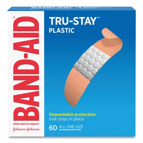Bandages | BAND-AID 100563500 0.75 in. x 3 in. Plastic Adhesive Bandages (60/Box) image number 0