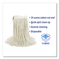 Just Launched | Boardwalk BWK224CCT 24 oz. Cotton Premium Cut-End Wet Mop Heads - White (12/Carton) image number 10