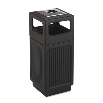  | Safco 9474BL Canmeleon 15-Gallon Polyethylene Recessed Panel Receptacles - Black