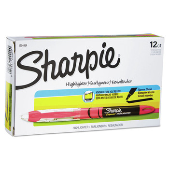 Sharpie 1754464 Chisel Tip Liquid Pen Style Highlighters - Fluorescent Pink Ink/Pink/Black/Clear Barrel (1-Dozen)