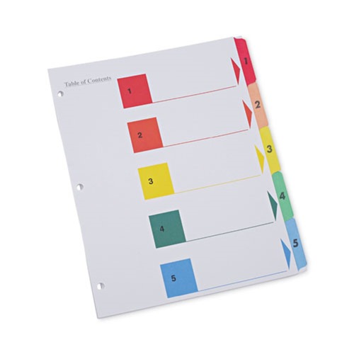 Back to School Sale | Universal UNV24800 11 in. x 8.5 in. 5-Tab Deluxe Table of Contents Dividers for Printers - White (6/Pack) image number 0