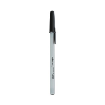 Universal UNV15613 Medium 1 mm Ballpoint Stick Pen Value Pack - Black Ink, Gray/Black Barrel (60/Pack)