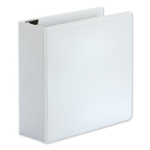 Binders | Universal UNV30754 4 in. Capacity 11 in. x 8.5 in. 3 Rings Deluxe Easy-to-Open D-Ring View Binder - White image number 0