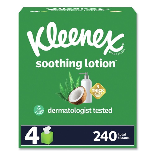Paper Towels and Napkins | Kleenex 54289 Soothing Lotion 3-Ply Facial Tissue - White (8/Carton) image number 0