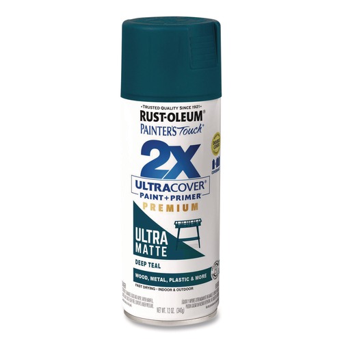 Painting | Rust-Oleum 331185 Painter's Touch 12 oz. Aerosol Can 2X Ultra Cover Spray Paint - Ultra Matte Teal image number 0