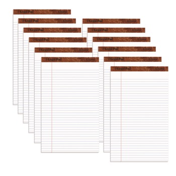 TOPS 7573 50-Sheet 8.5 in. x 14 in. Wide/Legal Rule "The Legal Pad" Ruled Perforated Pads - White (1-Dozen)