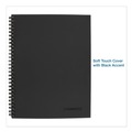 Back to School Sale | Cambridge 06062 (80) 11 in. x 8.5 in. Sheets 1-Subject Wide/Legal Rule Wirebound Business Notebook - Black Linen Cover image number 1