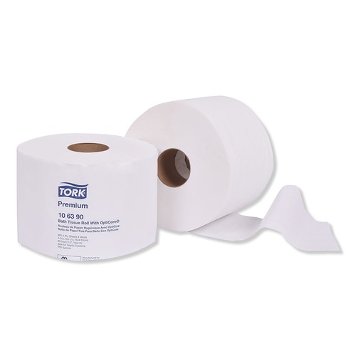 Toilet Paper | Tork 106390 2-Ply Septic Safe Premium Bath Tissue Roll with OptiCore - White (36/Carton) image number 0