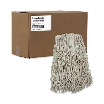 Boardwalk BWKCM20024 24 oz. Banded Cotton Mop Heads - White (12/Carton)