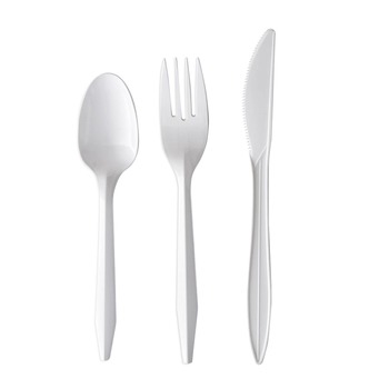 Boardwalk BWK3KITWHPS 3-Piece Mediumweight Fork/Knife/Teaspoon Cutlery Kit - White (250/Carton)