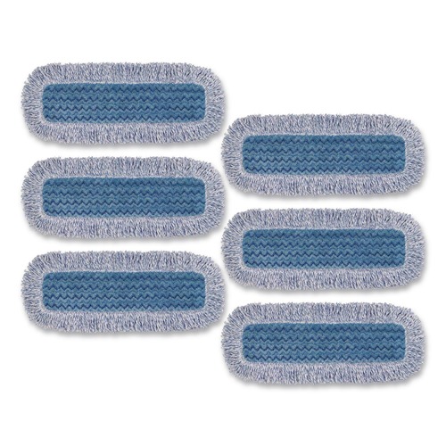 Mops | Rubbermaid Commercial FGQ41600BL00 18 in. Nylon/Polyester Microfiber High Absorbency Mop Pad - Blue (6/Carton) image number 0