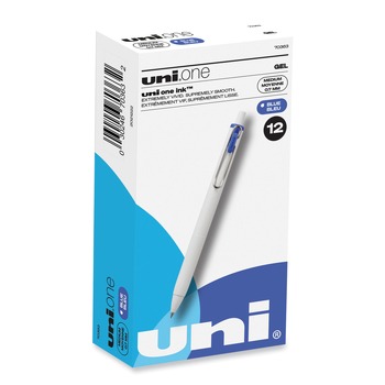 uni-ball 70363 uniONE 0.7 mm Retractable Gel Pen - Blue Ink/White/Blue Barrel/Medium (1-Dozen)