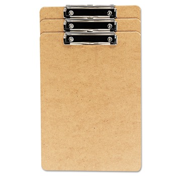 CLIPBOARDS | Universal UNV05563 1/2 in. Clip Capacity Hardboard Clipboard for 8.5 in. x 14 in. Sheets - Brown (3/Pack)