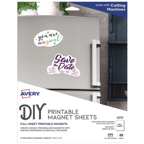 Dividers & Tabs | Avery 03270 8.5 in. x 11 in. Printable Magnet Sheets - White (5/Pack) image number 0