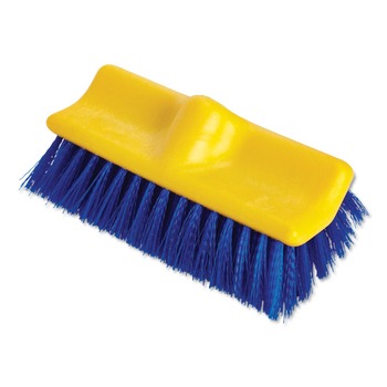 Rubbermaid Commercial FG633700BLUE 10 in. Brush 10 in. Plastic Block Threaded Hole Bi-Level Deck Scrub Brush - Blue Polypropylene Bristles