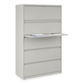 Office Filing Cabinets & Shelves | Alera 25514 42 in. x 18.63 in. x 67.63 in. Roll-Out Posting Shelf 5 Lateral File Drawer - Legal/Letter/A4/A5 Size - Light Gray image number 2