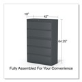 Office Filing Cabinets & Shelves | Alera 25515 42 in. x 18.63 in. x 67.63 in. 5 Legal/Letter/A4/A5 Size Lateral File Drawers - Charcoal image number 9