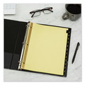 Back to School Sale | Avery 11351 11 in. x 8.5 in. 12-Tab Jan. to Dec. Preprinted Black Leather Tab Dividers w/Gold Reinforced Edge - Buff (1-Set) image number 6