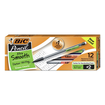 BIC MP11 Xtra Smooth 0.7 millimeter HB (No. 2) Mechanical Pencils with Tube of Lead - Black Lead/Clear Barrel (1-Dozen)