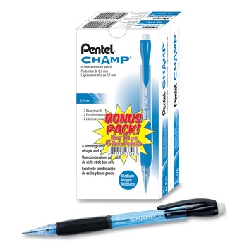 Pentel AL17CSW-US 0.7 mm HB (#2) Champ Mechanical Pencil Value Pack - Black Lead, Blue Barrel (24/Pack)