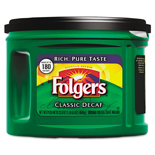  | Folgers 2550030406 22-3/5 oz. Can Classic Roast Decaffeinated Ground Coffee (6/Carton) image number 0