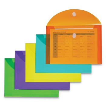 MAILING PACKING AND SHIPPING | C-Line 58030 8.5 x 11 Hook/Loop Closure Reusable Poly Envelope - Assorted Colors (10/Pack)