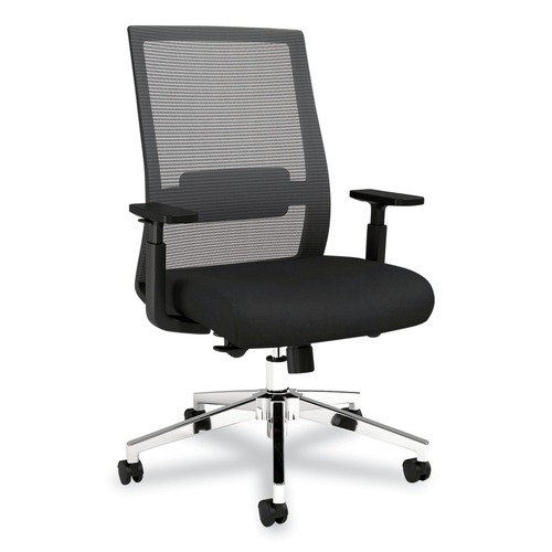 Office Chairs | Alera ALEAD41BME17 18.15 in. to 21.89 in. Seat Height Supports 275 lbs. Ashdale Ergonomic Fabric Swivel Task Chair - Black Seat/Back, Silver Base image number 0