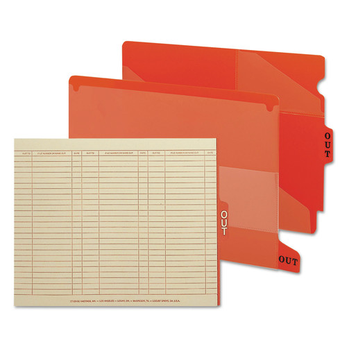 File Folders | Smead 61950 1/3-Cut End Tab Out 8.5 in. x 11 in. Colored Poly Out Guides with Pockets - Red (25/Box) image number 0