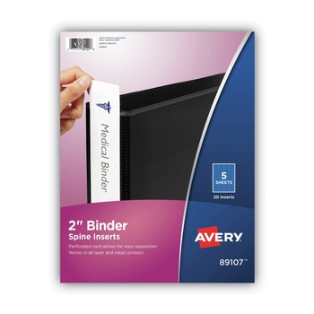 Avery 89107 2 in. Spine Width Binder Spine Inserts (4 Inserts/Sheet, 5 Sheets/Pack)