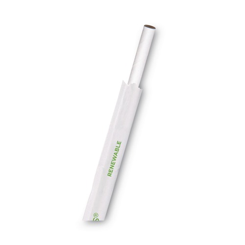 Cutlery | Eco-Products EP-STP76-WHT 7.75 in. 6 millimeter Diameter Jumbo Wrapped Paper Straw - White (3000/Carton) image number 0
