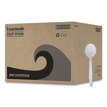 Boardwalk BWKSOUPSPOON Mediumweight Polystyrene Soup Spoon - White (1000/Carton)