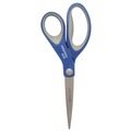 Back to School Sale | Westcott 17837 8 in. Long 3.25 in. Cut Length Scissors with Antimicrobial Protection - Straight Blue/Gray Handle (3/Pack) image number 1