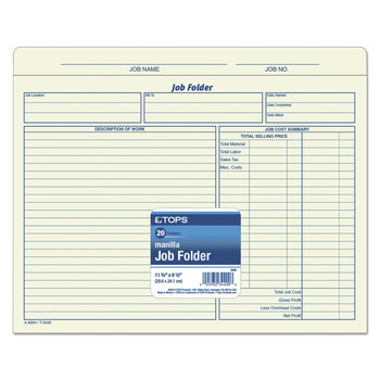 FILING AND FOLDERS | TOPS 3440 Straight Tab Job Folder - Letter Size, Manila (20/Pack)