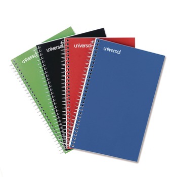PAPER AND PRINTABLES | Universal UNV66414 9.5 in. x 6 in. 3-Subject Medium/College Rule Wirebound Notebook - Assorted Cover Colors (4/Pack)