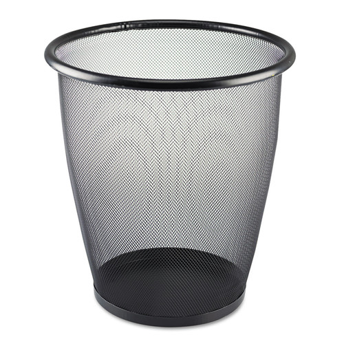 Trash Cans | Safco 9717BL Onyx 5-Gallon Round Steel Mesh Wastebasket - Black image number 0